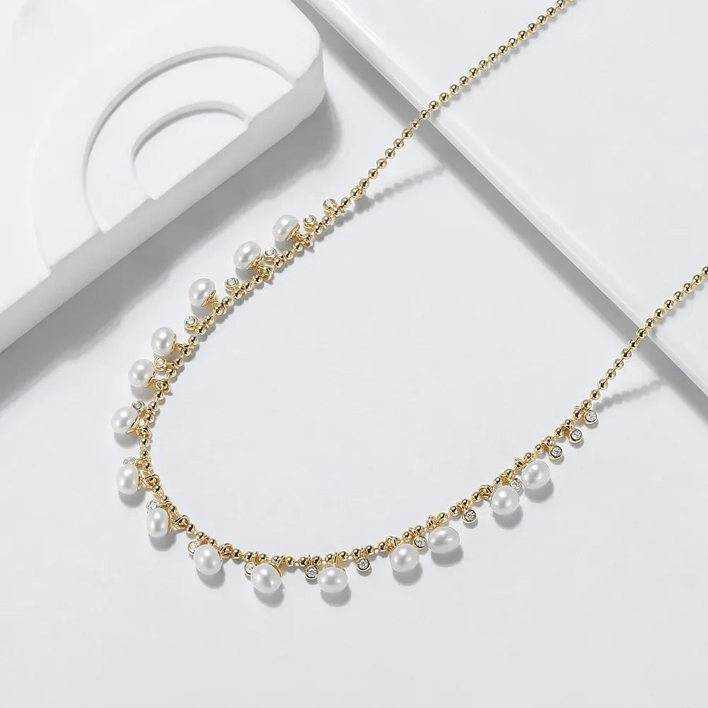Pearl Necklace in 18k Gold-Plated Sterling Silver