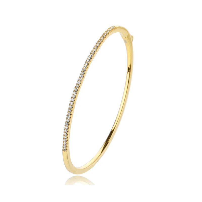 Vivence Silver Bangle with Gold Plating and Moissanites