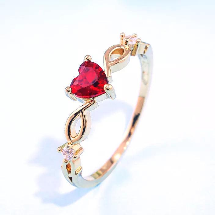 Vivence Gold-Plated Ring with Heart-Shaped Zirconia