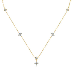 Lige Necklace in 925 Sterling Silver with 18k Gold Plating and Moissanites