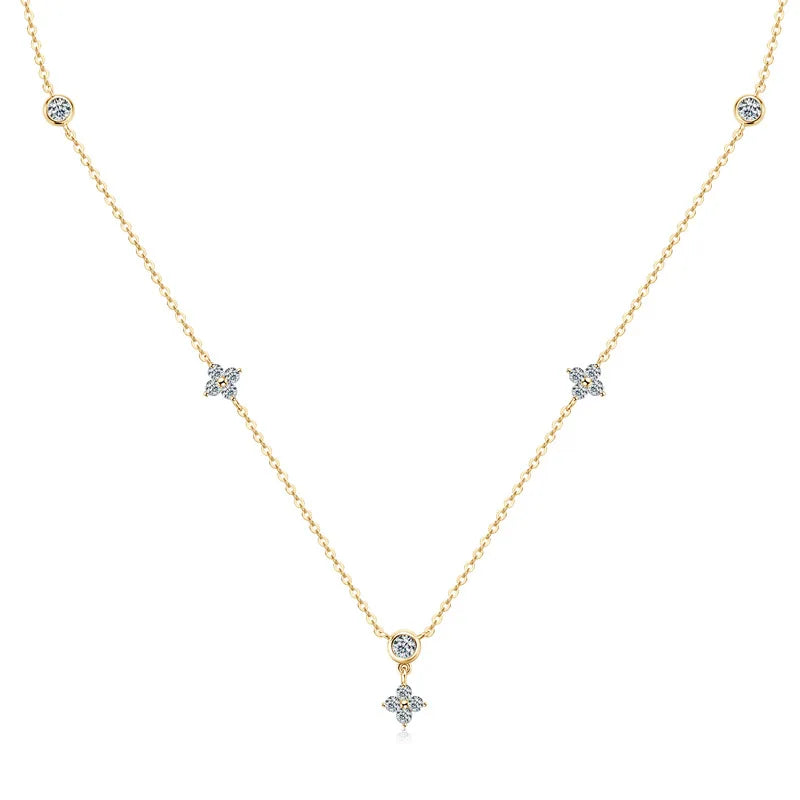 Lige Necklace in 925 Sterling Silver with 18k Gold Plating and Moissanites